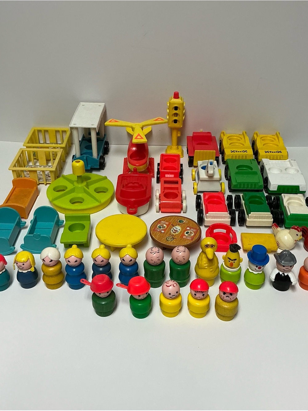 Vintage Fisher-Price Little People Lot- Figures, Vehicles, Furniture